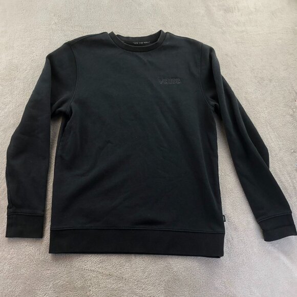 Vans Mens Sweatshirt Small Crewneck Long Sleeve Black Graphic Top Pullover Y2K - Picture 14 of 15